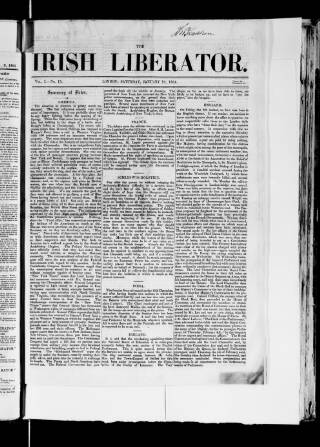 cover page of Irish Liberator published on January 16, 1864