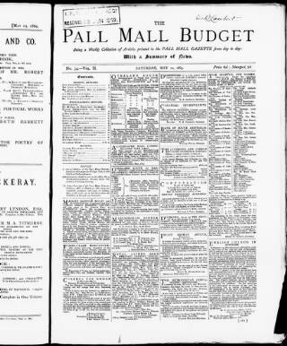 cover page of Pall Mall Budget published on May 22, 1869