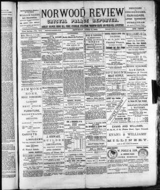 cover page of Norwood Review and Crystal Palace Reporter published on April 1, 1893