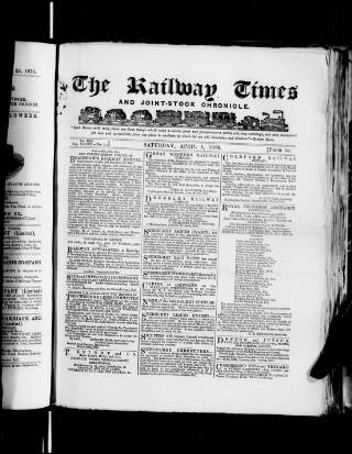 cover page of Railway Times published on April 1, 1876