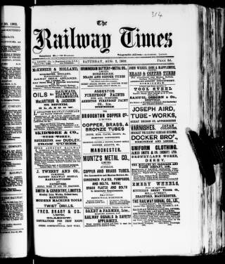 cover page of Railway Times published on August 2, 1902