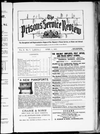 cover page of Prisons' Service Review published on April 1, 1897
