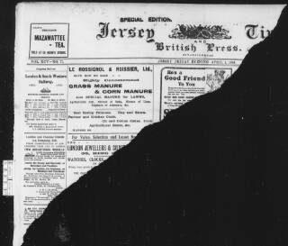 cover page of Jersey Times and British Press published on April 1, 1910