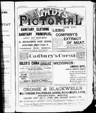 cover page of Lady's Pictorial published on August 2, 1884