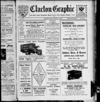 cover page of Clacton Graphic and East Coast Illustrated News published on November 2, 1935