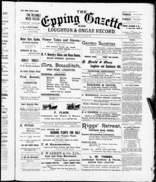 cover page of Epping and West Essex Gazette published on June 13, 1903