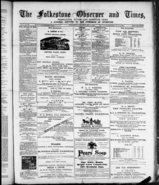 cover page of Folkestone Observer published on May 11, 1889