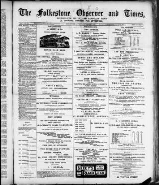 cover page of Folkestone Observer published on November 2, 1889