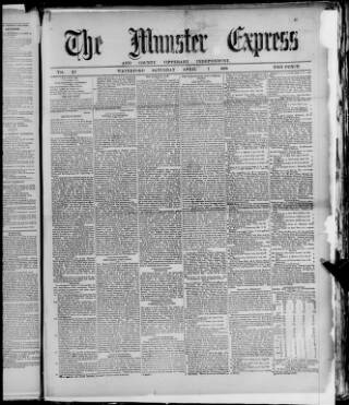 cover page of Munster Express published on April 1, 1876
