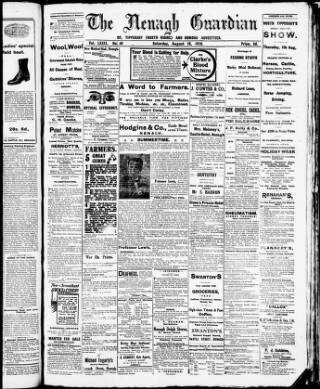 cover page of Nenagh Guardian published on August 10, 1918