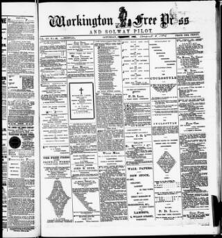 cover page of Workington Free Press and Solway Pilot published on August 2, 1884