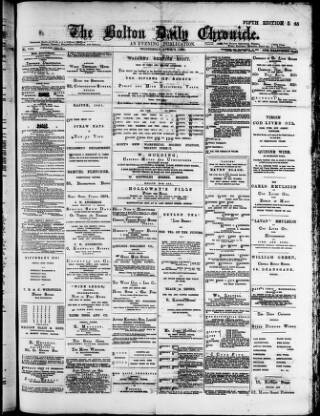 cover page of Bolton Daily Chronicle published on April 1, 1891