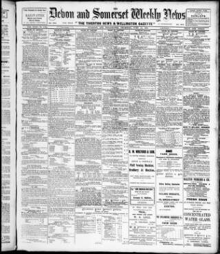 cover page of Devon and Somerset News published on June 13, 1907
