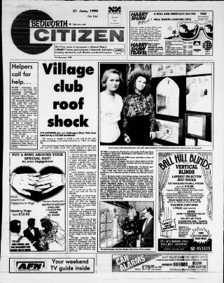 cover page of Bedworth Citizen published on June 21, 1990