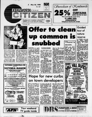 cover page of Kenilworth Citizen published on May 3, 1990