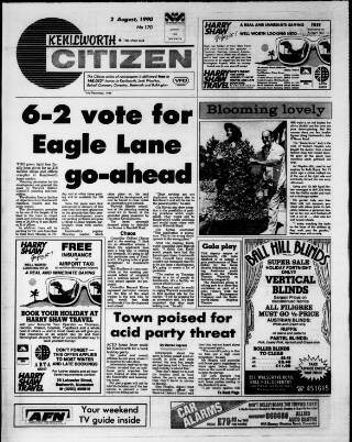 cover page of Kenilworth Citizen published on August 2, 1990