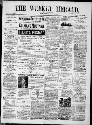cover page of Cork Weekly Herald published on June 13, 1885