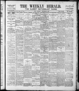 cover page of Cork Weekly Herald published on September 22, 1900