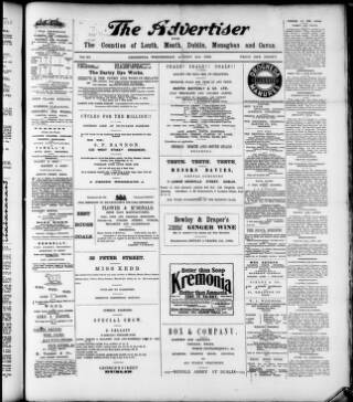 cover page of Drogheda Advertiser published on August 2, 1899