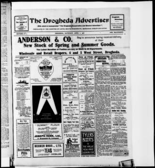 cover page of Drogheda Advertiser published on April 1, 1916