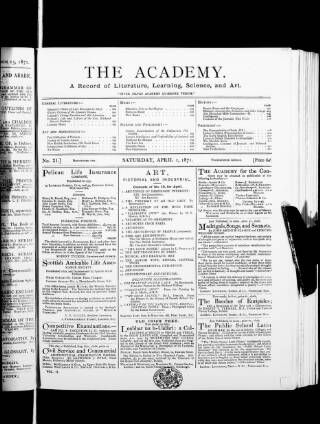 cover page of Academy published on April 1, 1871