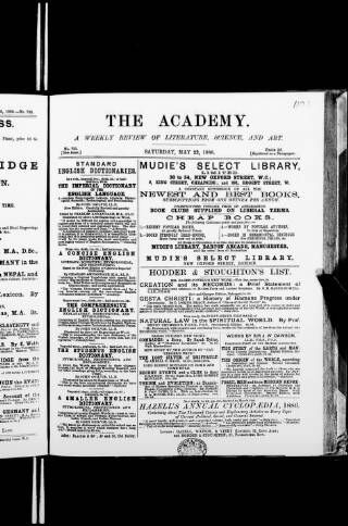 cover page of Academy published on May 22, 1886