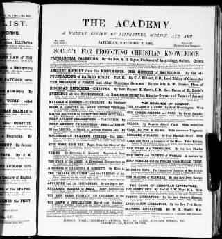 cover page of Academy published on November 2, 1895