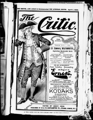 cover page of African Critic published on April 1, 1899