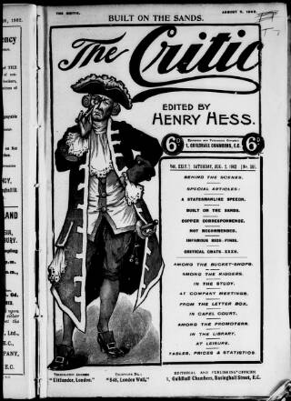 cover page of African Critic published on August 2, 1902