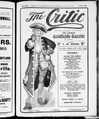 cover page of African Critic published on June 13, 1908