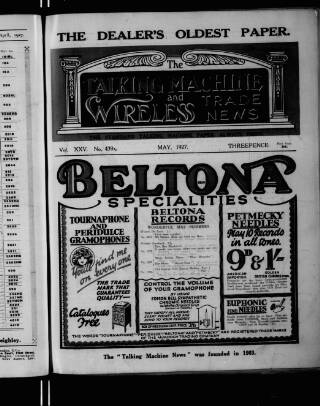 cover page of Talking Machine News published on May 1, 1927