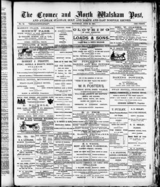 cover page of Cromer & North Norfolk Post published on June 13, 1891