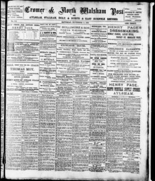 cover page of Cromer & North Norfolk Post published on November 2, 1901