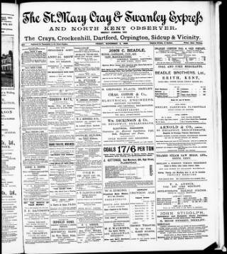 cover page of St. Mary Cray & Swanley Express published on November 2, 1906