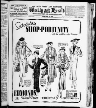 cover page of Wood Green and Southgate Weekly Herald published on May 22, 1936