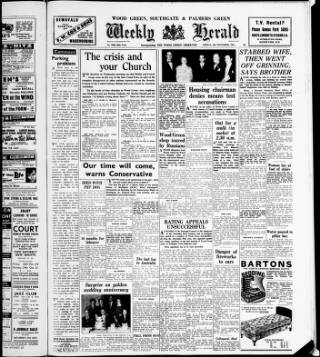 cover page of Wood Green and Southgate Weekly Herald published on November 2, 1956