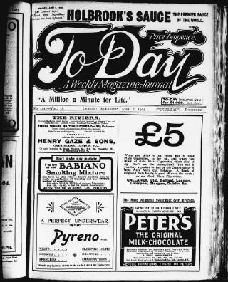 cover page of To-day published on April 1, 1903