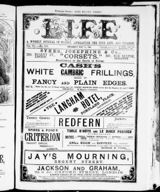 cover page of Life published on May 22, 1884