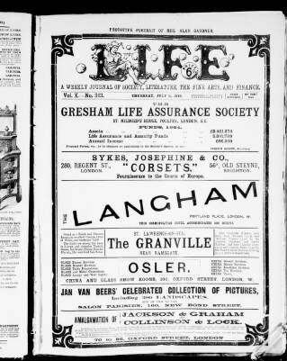 cover page of Life published on July 9, 1885