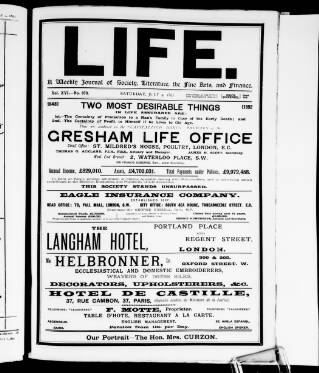 cover page of Life published on July 9, 1892