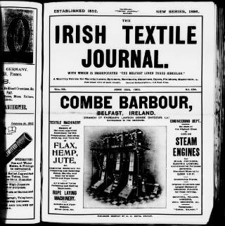 cover page of Irish Textile Journal published on June 15, 1905