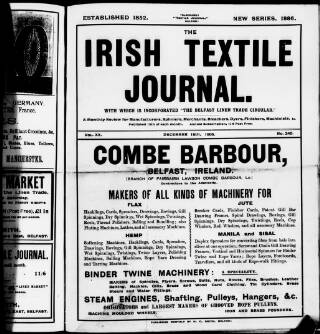 cover page of Irish Textile Journal published on December 15, 1905
