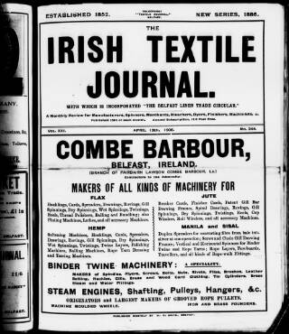 cover page of Irish Textile Journal published on April 13, 1906