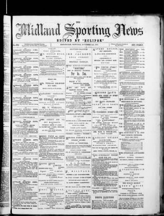 cover page of Midland Sporting News published on November 2, 1878
