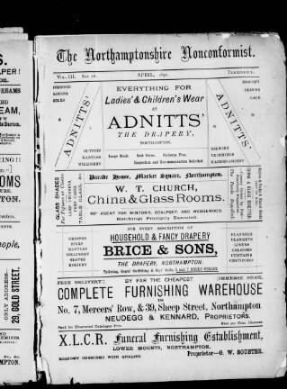 cover page of Northampton Nonconformist published on April 1, 1891