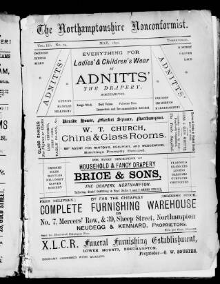 cover page of Northampton Nonconformist published on May 1, 1891