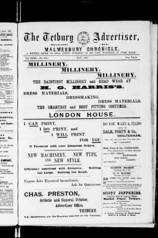 cover page of Tetbury Advertiser published on May 1, 1907
