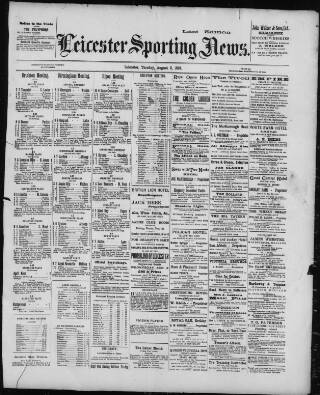 cover page of Leicester Sporting News published on August 2, 1898
