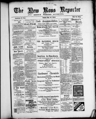 cover page of New Ross Reporter published on May 22, 1909