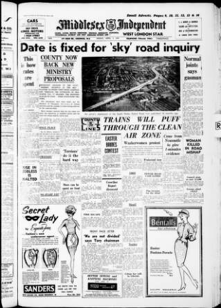 cover page of Middlesex Independent published on April 1, 1960